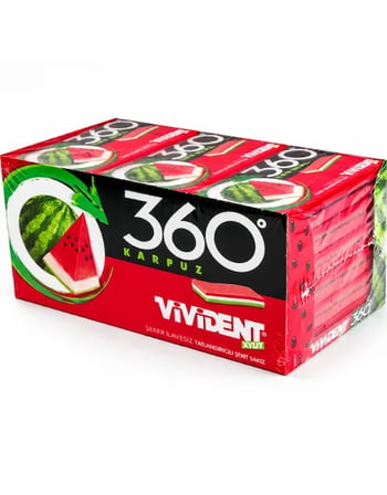Vivident Xylit 360 Karpuz Aromalı Tatlandırıcılı Şerit Sakız 33 GR X 18 Adet