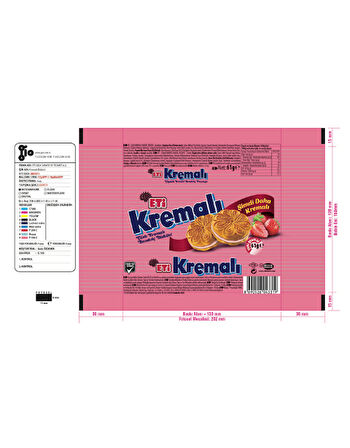 Eti Çilek Kremalı Sandviç Bisküvi 61 GR * 24 Adet