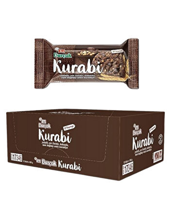 Eti Burçak Kurabi Yer Fıstıklı Kakaolu Tam Buğday Unlu Kurabiye 198 GR * 12 Adet