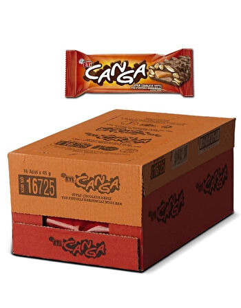 Eti Canga Sütlü Çikolata Kaplı Yer Fıstıklı Karamelli Nuga Bar 45 GR * 16 Adet