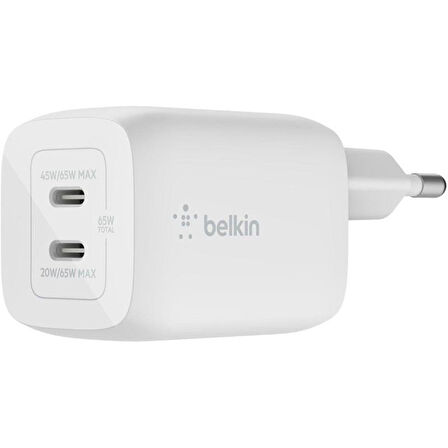 Belkin Çift Usb-C Power Delivery Gan Duvar Şarj Cihazı 68W WCH013VFWH