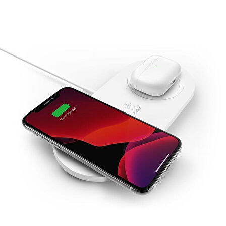 Belkin WIZ008VFWH BoostCharge 15W İkili Kablosuz Şarj Standı - Beyaz