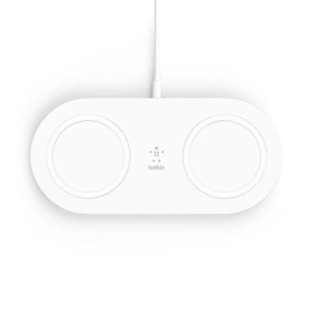 Belkin WIZ008VFWH BoostCharge 15W İkili Kablosuz Şarj Standı - Beyaz