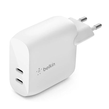 Belkin BoostCharge 40W İkili USB-C Hızlı Şarj Aleti - Beyaz