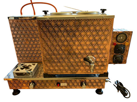 Demsu Plus 2 Demlikli Antik Bakır Yıldız Desen Elektrik + Gazlı Full Otomatik Çay Kazanı