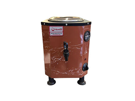 Demsu 1 Demlikli Süpermini Elektrikli  Kahverengi Mermer Desenli Çay Kazanı 10 Litre