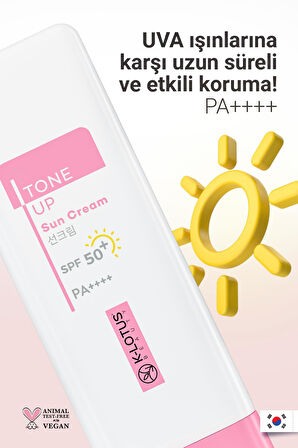 K-Lotus Beauty Tone Up Ton Dengeleyici ve Aydınlatıcı Güneş Kremi Yüz ve Vücut SPF 50+  PA++++ 50ml