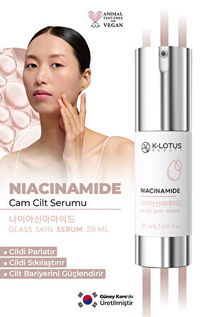 Cildi Parlatır, Sıkılaştırır ve Cilt Bariyerini Güçlendirici Glass Skin Niacinamide Cam Cilt Serumu 28 ML