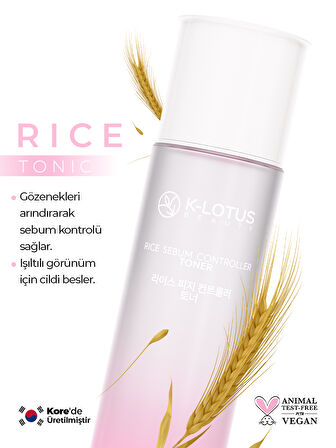 Sebum Kontrolü, Ölü Deriden Arındırma, Cilt tonu Eşitleme Etkili Rice Sebum Kontrol Tonik 150ml