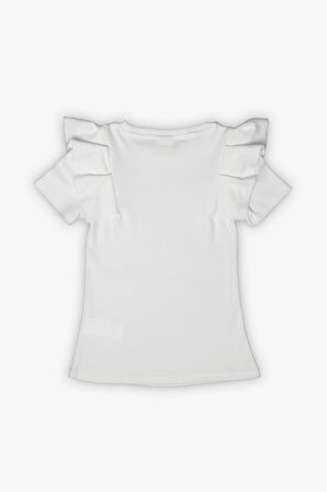 Jasmine Ekru Fırfırlı Kız Çocuk Tshirt