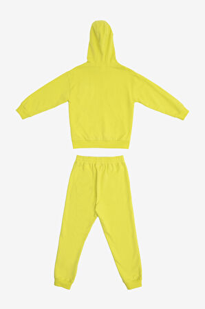 Uthar Kükürt Yayı Pamuklu Kapşonlu Çocuk Sweatshirt Jogger 2'li Takım 