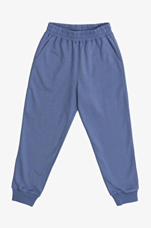 Harves Koloni Mavi Pamuklu Fermuarlı Çocuk Sweatshirt Jogger 2'li Takım