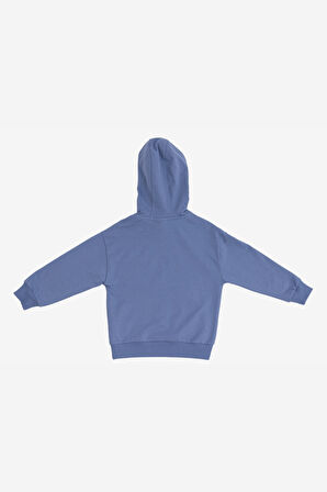 Uthar Koloni Mavi Pamuklu Kapşonlu Çocuk Sweatshirt