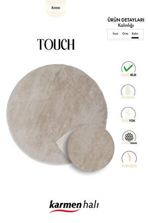 Post Touch Th001b Bej Halı Tavşan Tüyü Post Peluş Kürk Halı Yuvarlak Daire