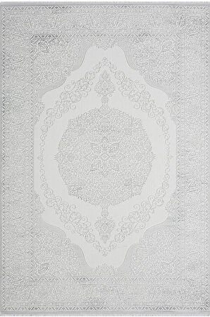 Zenith Zn005a Gri Halı Antrasit Detaylı Göbekli Modern Yumuşak Kadife Ince Antialerjik Salon Halısı