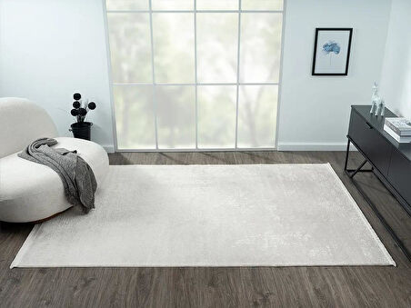 Elegance Eg014a Beyaz Halı Sedef Geometrik Detaylı Modern Viskon Doğal Iplik Bambu Halı Tozu Az