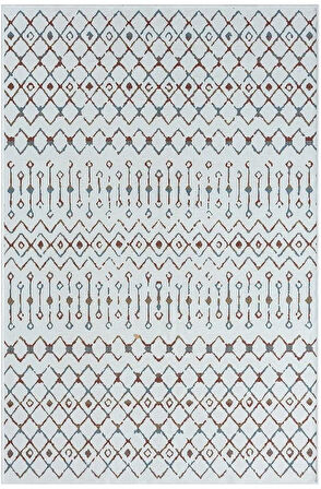 Lenda Ld002A Gri Kilim Renkli Detaylı Ince Antialerjik Kaymaz Taban Makinede Yıkanabilir Salon Halı