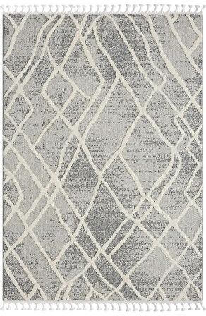 Wool Wl003a Gri Halı Antrasit Detaylı Sisal Bukle Dekoratif Kabartmalı Halı Tozsuz Antialerjik