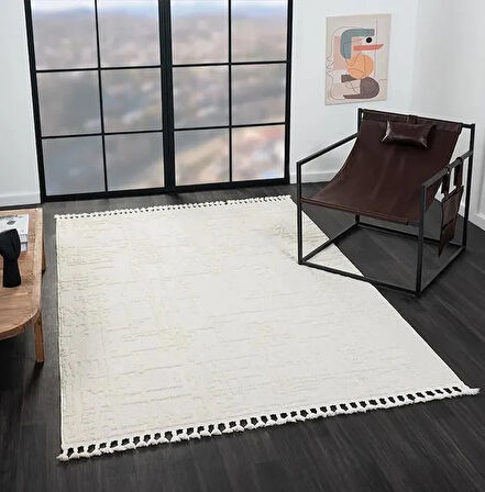 Wool Wl004a Bej Halı Sisal Bukle Dekoratif Kabartmalı Halı Tozsuz Antialerjik Salon Halısı Koridor