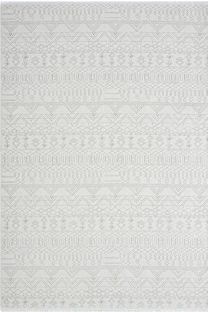 Zenith Zn010a Gri Halı Etnik Desenli Modern Parlak Yumuşak Kadife Ince Antialerjik Salon Koridor