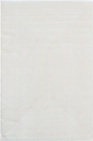 Merit MR009A Krem Halı Geometrik Detaylı İnce Yumuşak Akrilik Modern Salon Oturma Odası Halısı