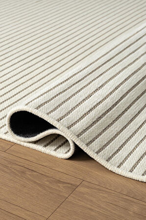 Hena HN005A Krem Şönil Kilim İnce Yumuşak Toz Yapmaz Kaymaz Taban Makinada Yıkanabilir Modern Halı