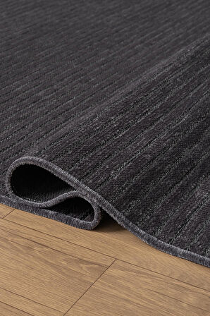Hena HN008A Antrasit Şönil Kilim Yumuşak Toz Yapmaz Kaymaz Taban Makinada Yıkanabilir Modern Halı