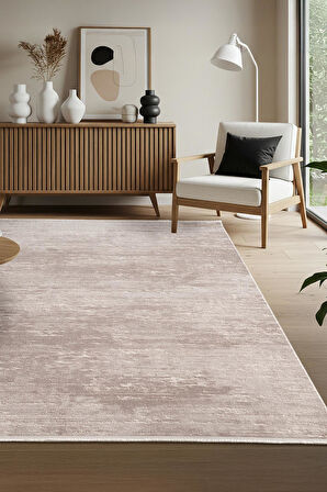 Leon LN001K Bej Halı Modern Desen Pamuk Taban Akrilik Tozuaz Salon Yatak Odası Mutfak Koridor Halısı