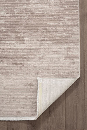 Leon LN001K Bej Halı Modern Desen Pamuk Taban Akrilik Tozuaz Salon Yatak Odası Mutfak Koridor Halısı