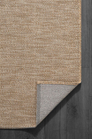 Mumbai MU002B Bej Doğal Kilim Görünümlü Pamuk Tuşeli Kaymaz Pamuk Taban Dekoratif Halı Tozu Yok