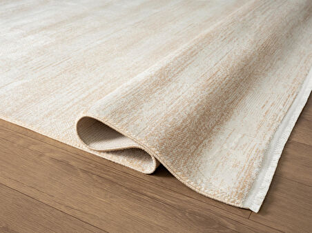 Cosmos CS001B Bej Halı Modern Detaylı Pamuk Taban Viskon Tozuaz Salon Yatak Odası Koridor Halısı