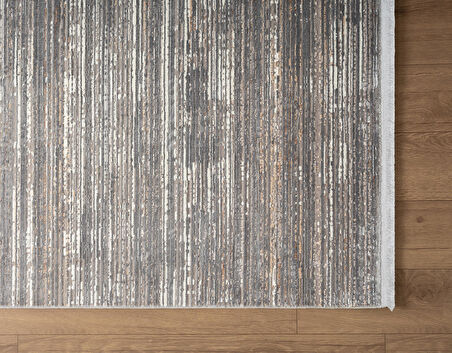 Cosmos CS002A Gri Halı Modern Detaylı Pamuk Taban Viskon Tozuaz Salon Yatak Odası Koridor Halısı