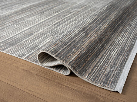 Cosmos CS002A Gri Halı Modern Detaylı Pamuk Taban Viskon Tozuaz Salon Yatak Odası Koridor Halısı