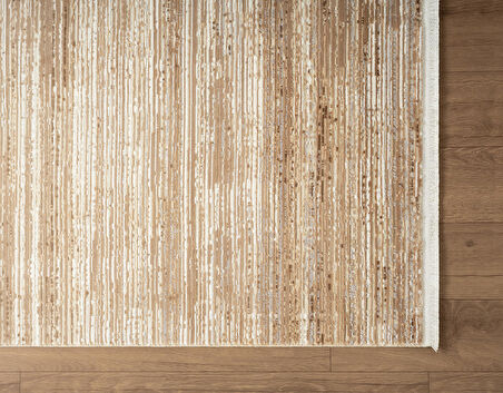 Cosmos CS002K Kahve Halı Modern Detaylı Pamuk Taban Viskon Tozuaz Salon Yatak Odası Koridor Halısı