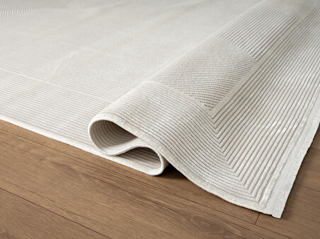 Cosmos CS006W Beyaz Halı Modern Detaylı Pamuk Taban Viskon Tozuaz Salon Yatak Odası Koridor Halısı