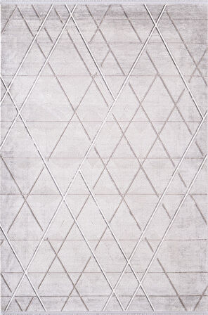 Cosmos CS007G Gri Halı Modern Detaylı Pamuk Taban Viskon Tozuaz Salon Yatak Odası Koridor Halısı