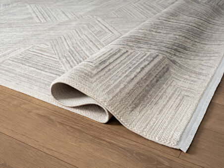 Cosmos CS008A Krem Halı Modern Detaylı Pamuk Taban Viskon Tozuaz Salon Yatak Odası Koridor Halısı