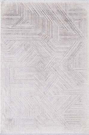 Cosmos CS008A Krem Halı Modern Detaylı Pamuk Taban Viskon Tozuaz Salon Yatak Odası Koridor Halısı