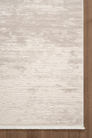 Leon LN001G Krem Halı Modern Desen Pamuk Taban Akrilik Tozuaz Salon Yatak Odası Koridor Halısı