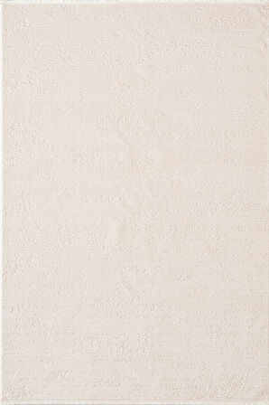 Leon LN001W Beyaz Halı Modern Desen Pamuk Taban Akrilik Tozuaz Salon Yatak Odası Koridor Halısı