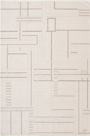 Leon LN004A Krem Halı Modern Desen Pamuk Taban Akrilik Tozuaz Salon Yatak Odası Koridor Halısı