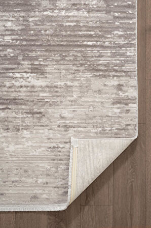 Leon LN001Z Gri Halı Modern Desen Pamuk Taban Akrilik Tozuaz Salon Yatak Odası Koridor Halısı