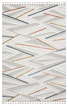 Sümer Sm013a Krem Renli Halı Renkli Geometrik Desenli Dekoratif Modern Antialerjik Salon Halısı