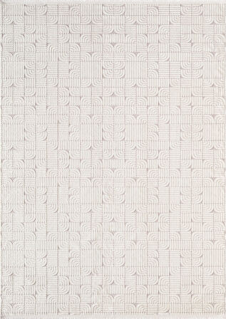  Best 113A Beyaz Modern Geometrik Desen Parlak Makinada Yıkanabilir Salon Halısı