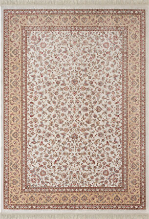 Imperial Luxe IL001R Krem Bej Çerçeveli Halı Klasik Desen 100 Tarak Bambu Viskon İpek Serisi