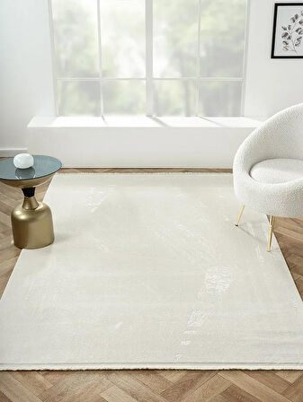 Elegance Eg005a Beyaz Halı Sedef Detaylı Modern Viskon Doğal Iplik Bambu Halı Tozu Az Salon Halısı