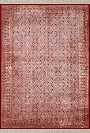 Imperial Luxe IL007J Kırmızı Çerçeveli Halı Klasik Desen 100 Tarak Bambu Viskon İpek Serisi