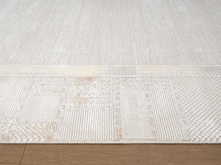 Vogue?VG001B Krem Bej Klasik Desen Modern Renk 100?Tarak Viskon Salon Halısı İpek Serisi