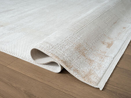 Vogue?VG001B Krem Bej Klasik Desen Modern Renk 100?Tarak Viskon Salon Halısı İpek Serisi