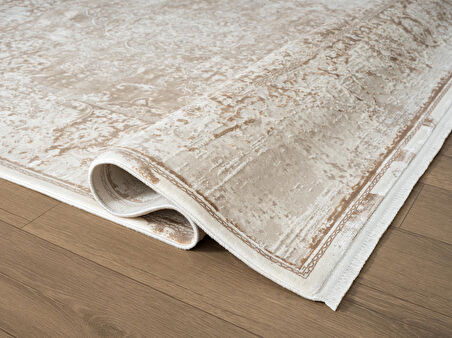 Vogue VG002K Kahve Klasik Göbekli Desen Modern Renk 100 Tarak Viskon Salon Halısı İpek Serisi